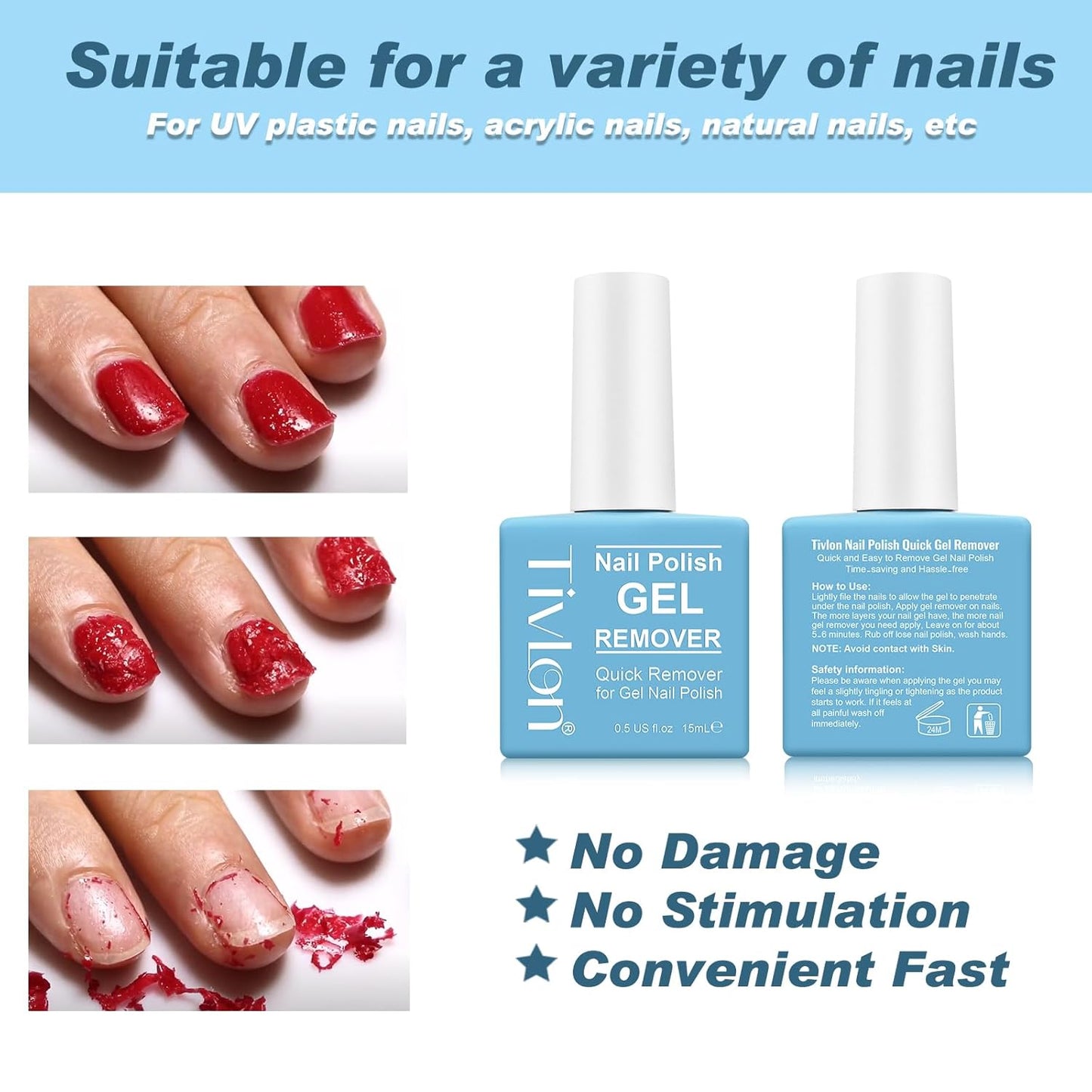 Nail Polish Remover - Easily & Quickly Remove within 3-5minutes｜Magic Gel Nail Polish Remover Without Damaging Nails｜Finger Nail Polish Removerr No Foil, Soaking or Wrapping Required - 0.5oz