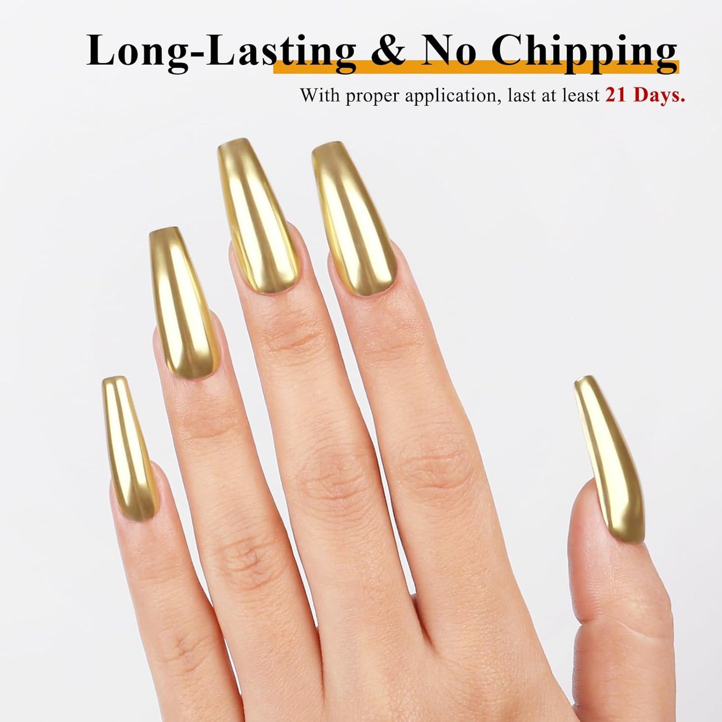 Imtiti Gold Chrome Nail Powder Kit,1g Gold Meatllic Mirror Effect Powder with 10ml White Color Gel Polish Metal Nail UV DIY Kit