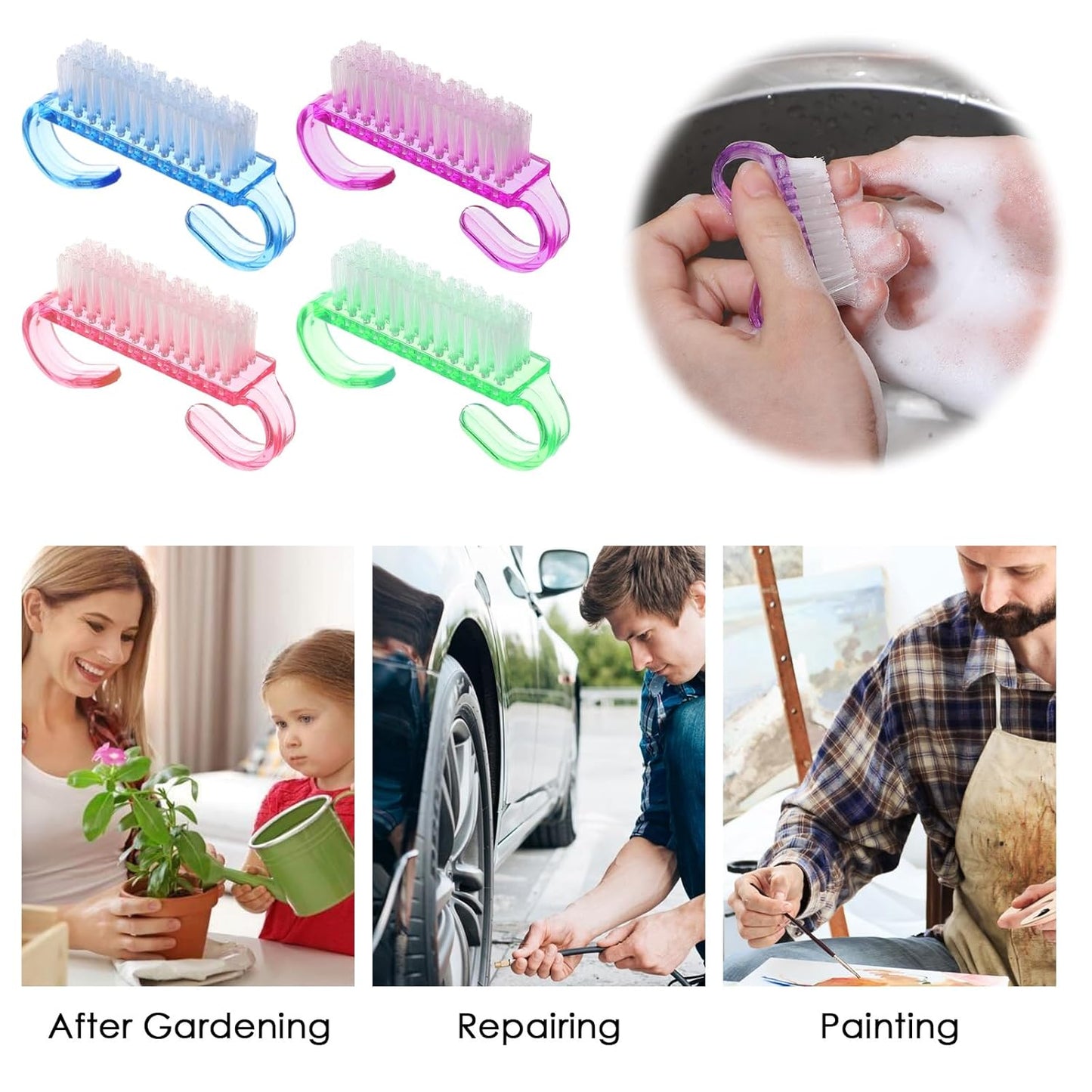 20 PCS Nail Brush for Cleaning Fingernails, Nylon Nail Cleaning Brush, Small Nail Scrubber Brush, Handle Grip Nail Brush Fingernail Brush Cleaner Tools for Toes and Nails