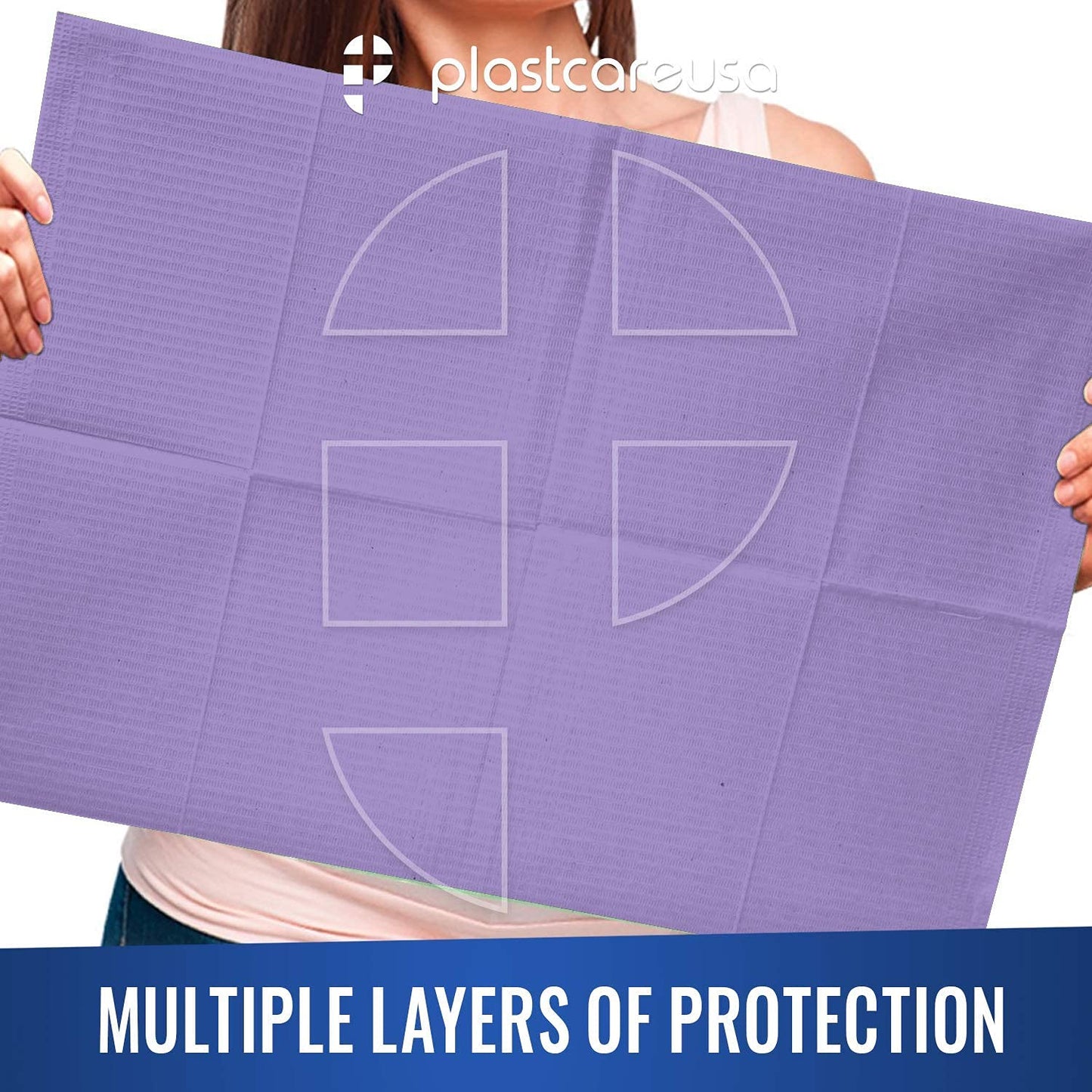 PlastCare USA Disposable Dental Bibs 13"x18" - 3 Ply Waterproof Tattoo Bib Sheet for Patients - Dentist or Medical Tray Cover and Nail Table Cover Supplies, Purple