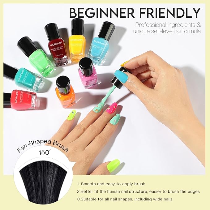 Morovan Orange Nail Polish Set: Yellow Neon Rainbow Quick Dry 15 Vibrant Colors Fingernail Polish Regular Nail Polish Kit Finger Nail Pack Fall Gifts for Women