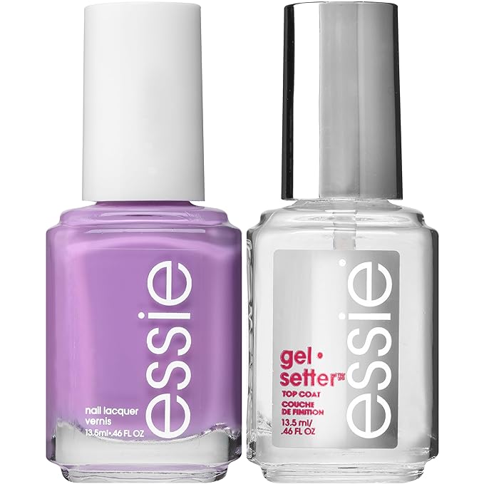 essie Gel Setter Nail Polish Kit, Bright Purple Nail Polish + Top Coat, Play Date, 0.46 oz each