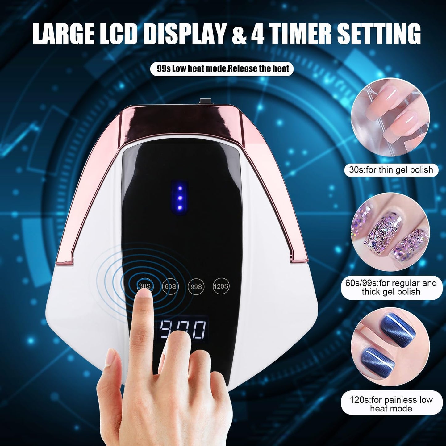 UV LED Nail Lamp Cordless Rechargeable UV Light for Gel Nails Polish,96W Portable Nail Dryer Light,Fast Curing Gel x Polish Lamp with 48 Beads,Auto Sensor,4 Timers,Touch Screen,Nail Art Drying Tools