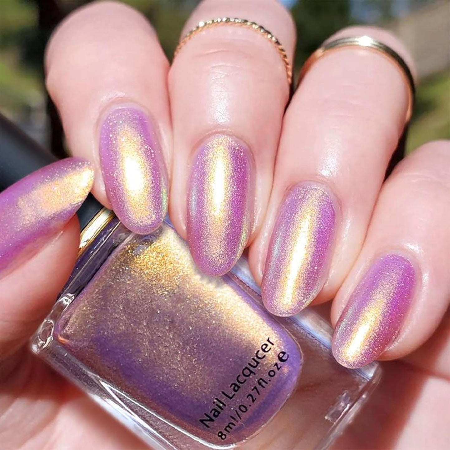 COSMOO Purple Golden Shimmer Quick Dry Nail Polish, 0.41 Fl Oz (Pack of 1), Red