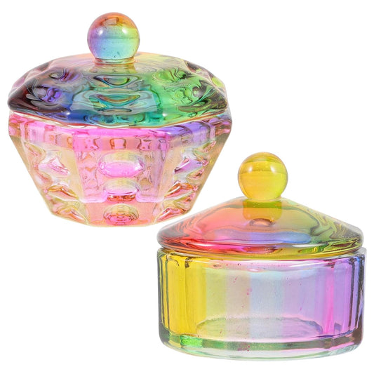 2pcs Manicure Hand Soaking Bowl Plated Crystal Nail Dishes Professional Nail Art Cups Glass Monomer Dish