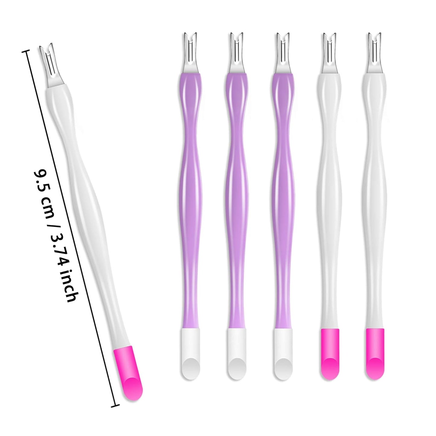 Allstarry 30 Pieces Nail Cuticle Trimmer Remover Plastic Handle Cuticle Pusher Rubber Nail Cleaner Double Head Dead Skin Cuticle Knife Removal Fork Tools for Girls Women and Men - Purple and White