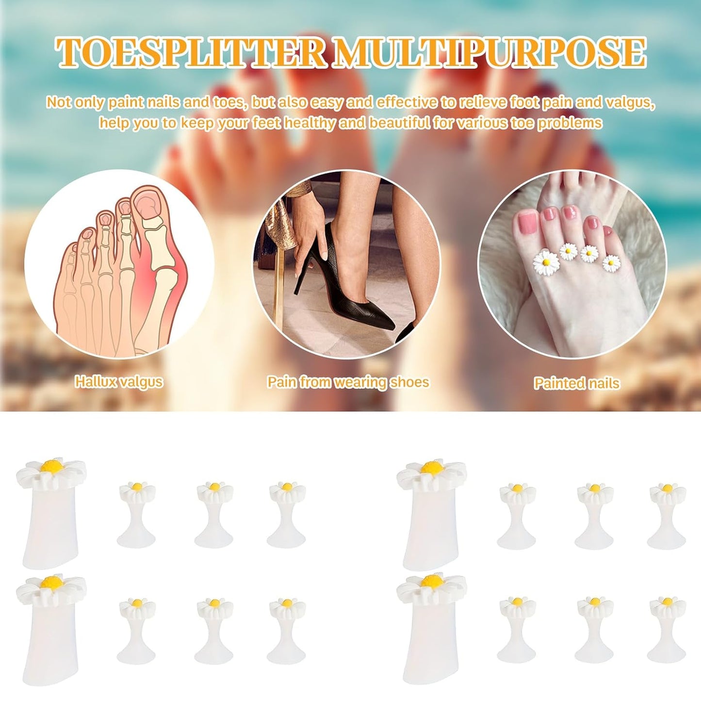 16 Pieces Toe Separators Silicone Daisy Toe Separators for Pedicure Toe Stretcher Nail Polish Art Tools Pedicure Spacers Tools for Nail Salon Toes Dividers