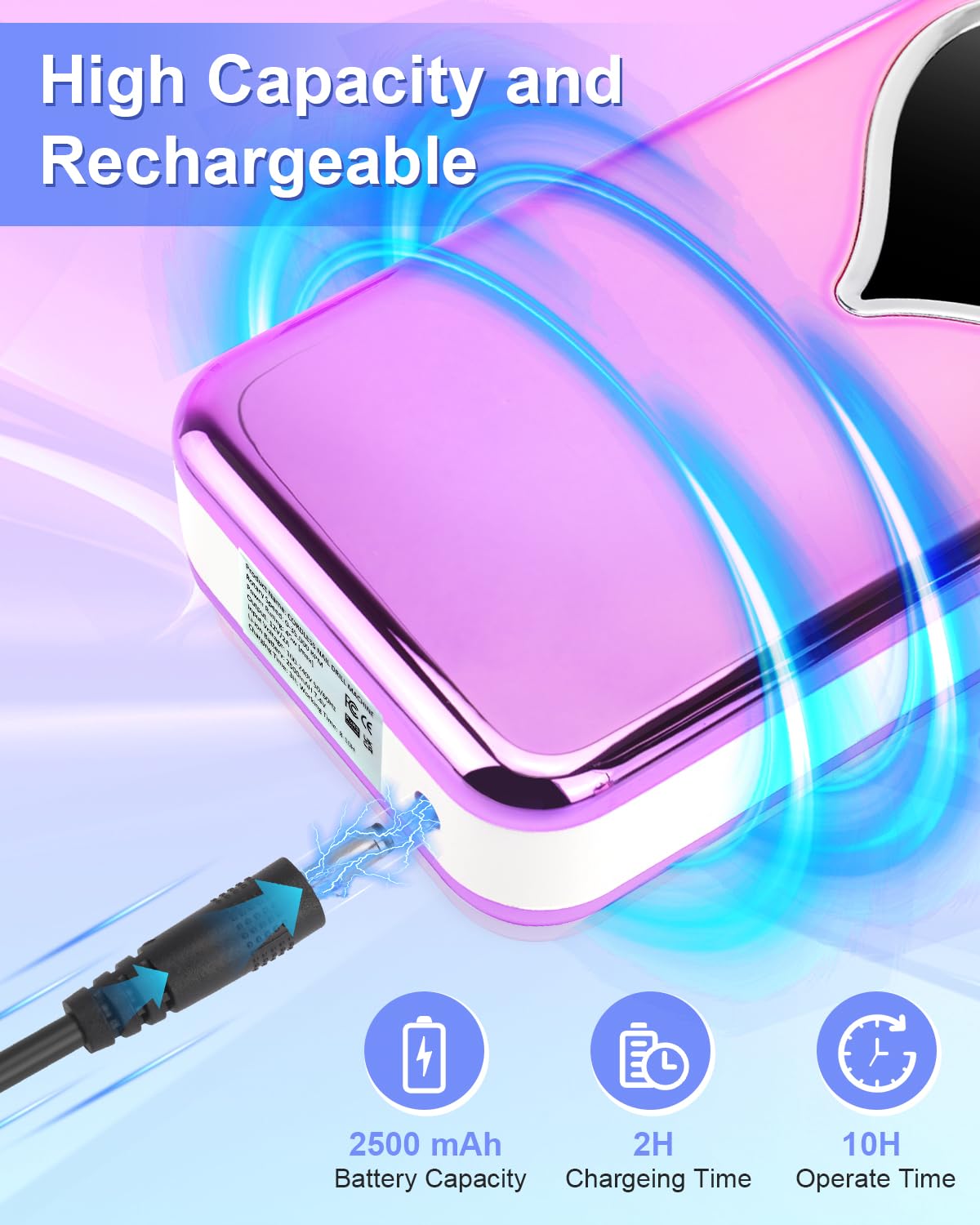 Electric Nail Drill Professional: Rechargeable Nail File with Bits for Acrylic Gel Nails, Professional Nail Drill Manicure Pedicure Polishing Shape Tools for Home Salon