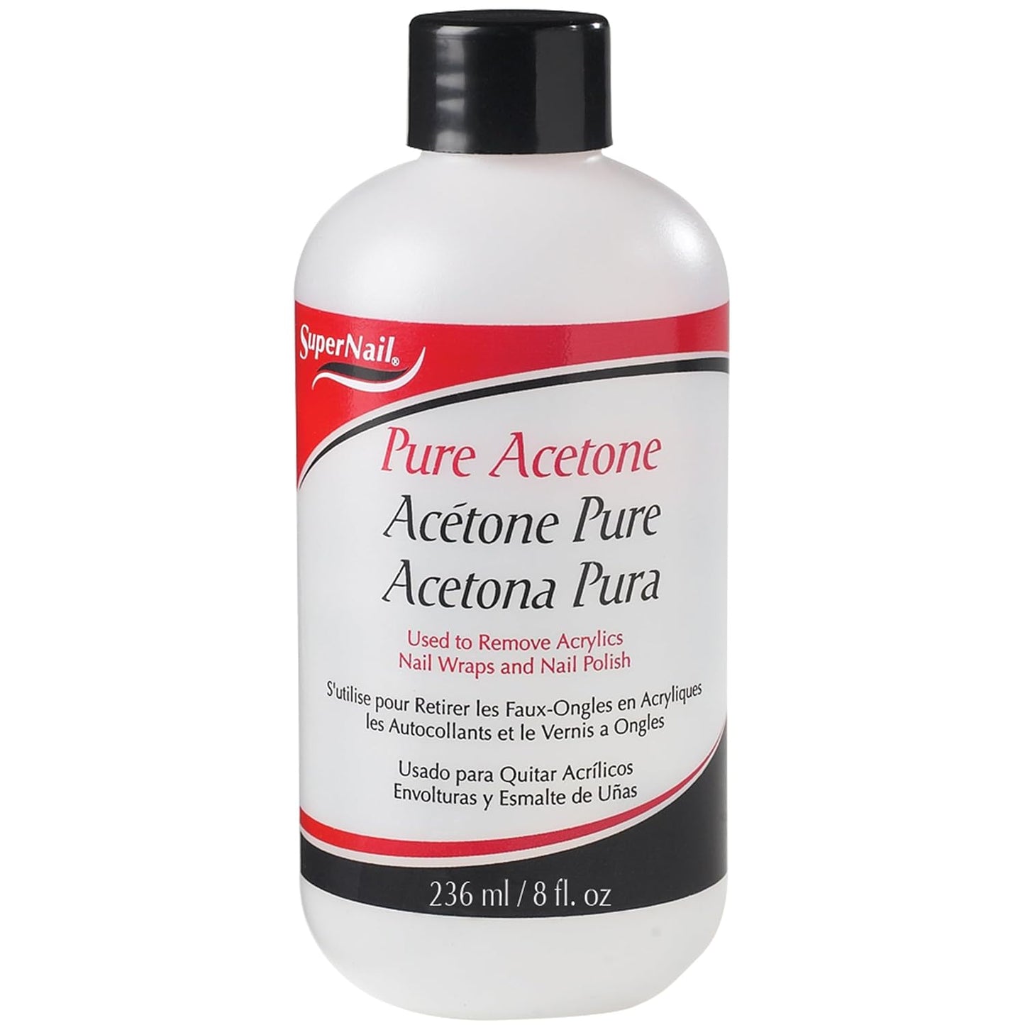 Supernail Pure Acetone Nail Polish Remover - Professional Strength for Acrylic, Gel & Dip Powder, Fast & Quick Gel Nail Polish Remover, 8 fl oz