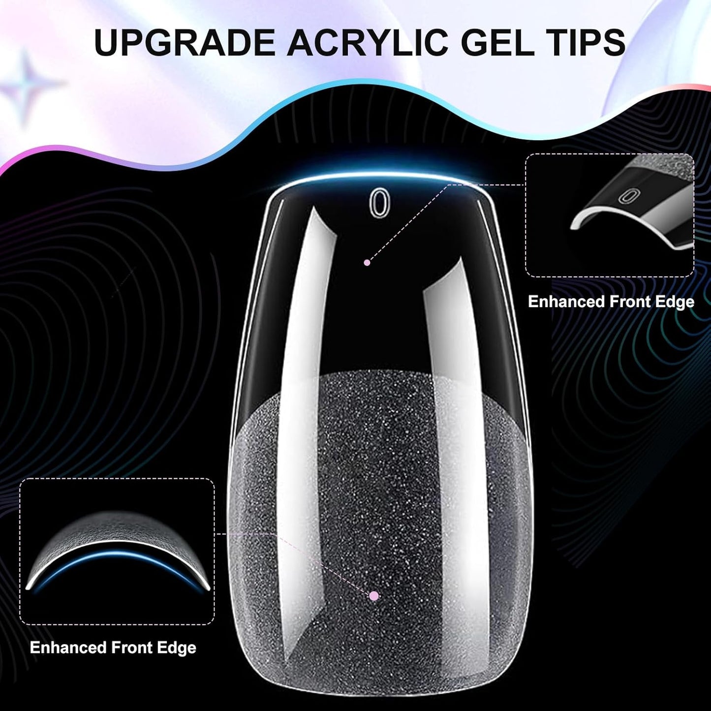 Coffin Nail Tips Medium Coffin Soft Gel Nail Tips 240Pcs Acrylic Full Cover Pre-Shape Nails Tips Half Matte Clear Nails for Nail Extension Manicure Home DIY Salon 12 Sizes Gelly False Nails