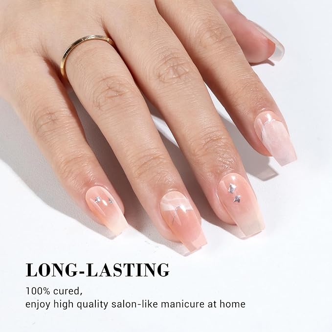 MelodySusie 30PCS Semi Cured Gel Nail Strips (Tender Pink), Works with Nail lamp, Salon Quality, Long Lasting, Easy to Apply and Remove, Includes 2 Prep Pads, Nail File and Wooden Stick