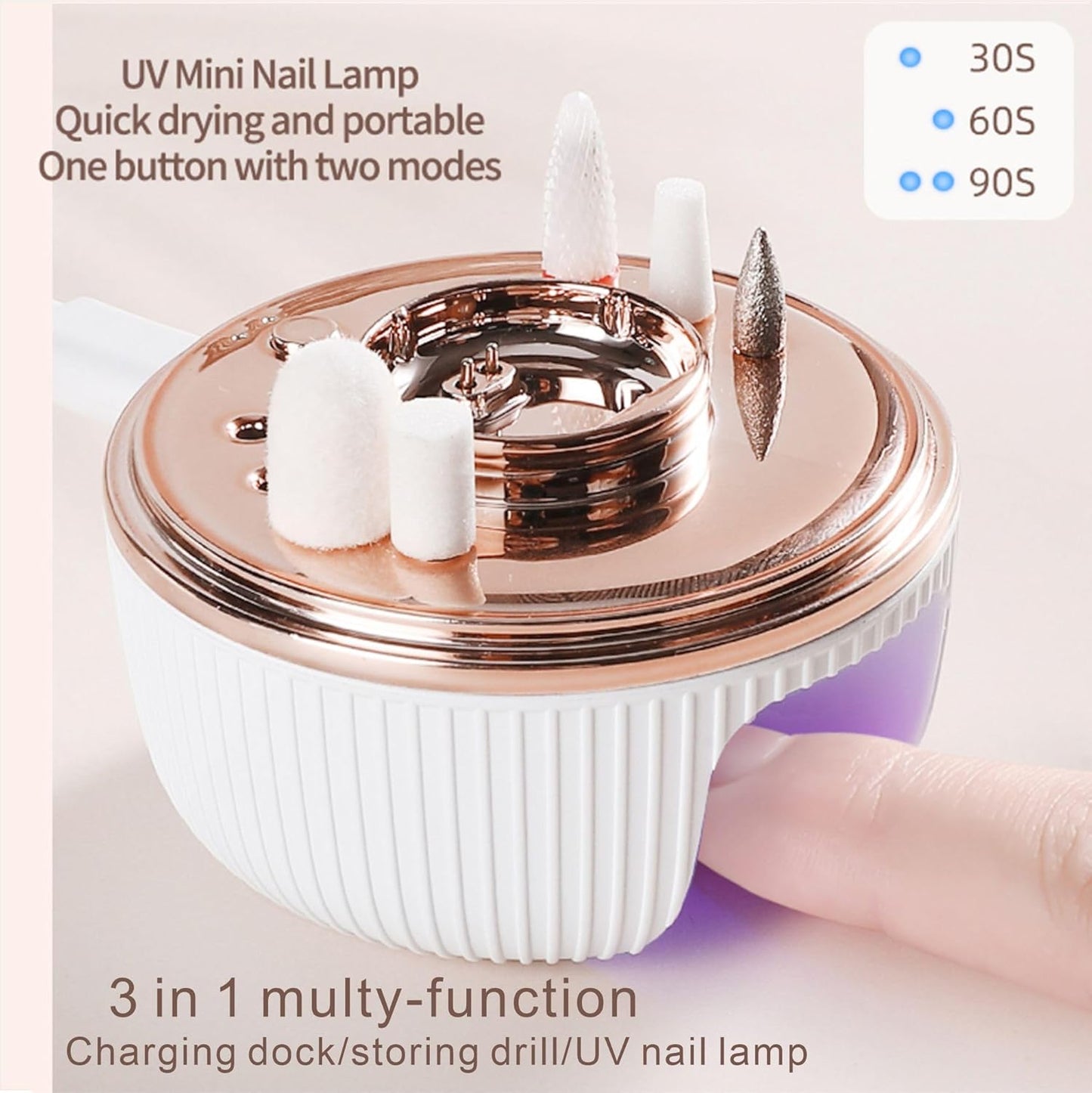 Electric Nail Drill File Professional - Cordless Nail Drill Filer Machine for Acrylic Nails Polishing, U V Lamp,Charging Base,5 Speed,Nail Grinder, Manicure Pedicure Kit for Salon Home