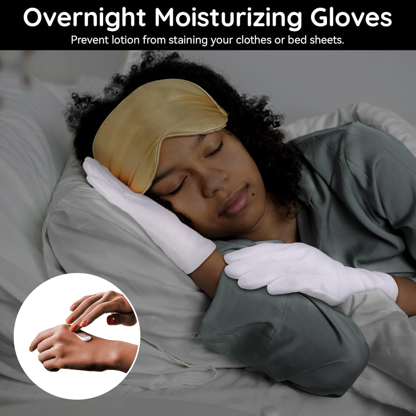 Segbeauty 12 Counts Extra Large Moisturizing Gloves Overnight, Thickened White Cotton Gloves for Dry Hand SPA, 6 Pairs Larger Overnight Lotion Sleep Gloves Women and Men, Washable Hand Gloves for Work