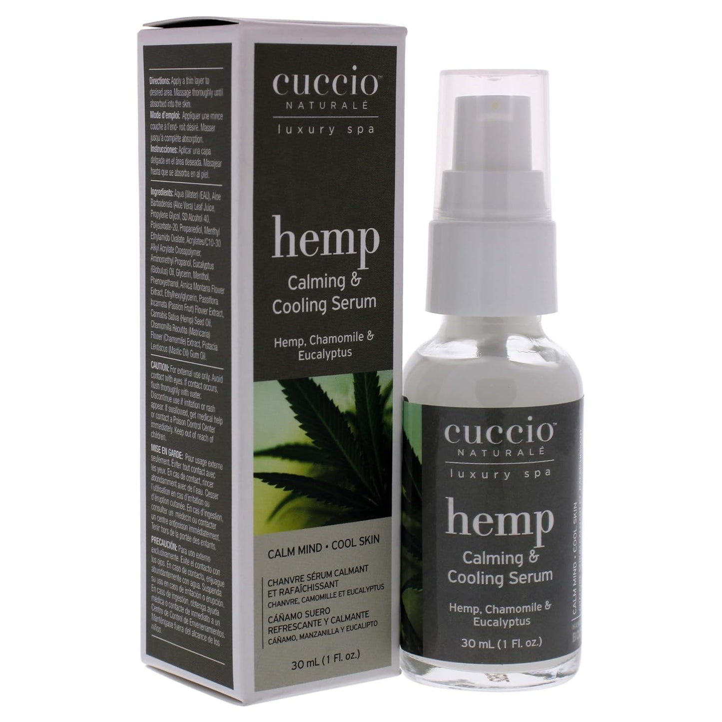 Cuccio Naturale Hemp Calming And Cooling Serum - With Chamomile And Eucalyptus - Use On Pressure Points To Relax The Mind - Relieves Tension And Stress - Fatty Acids To Increase Hydration - 1 Oz