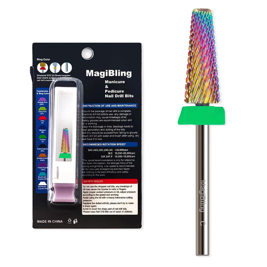 C 5 in 1 Nail Drill Bits, 16mm Tapered 3/32'' Professional Tungsten Carbide Bits for Efile, 2 Rotation for Electric Drill, Remove Thick & Soft Gel Fast, Manicure Cuticle Polishing, Techs Bits, Coarse.