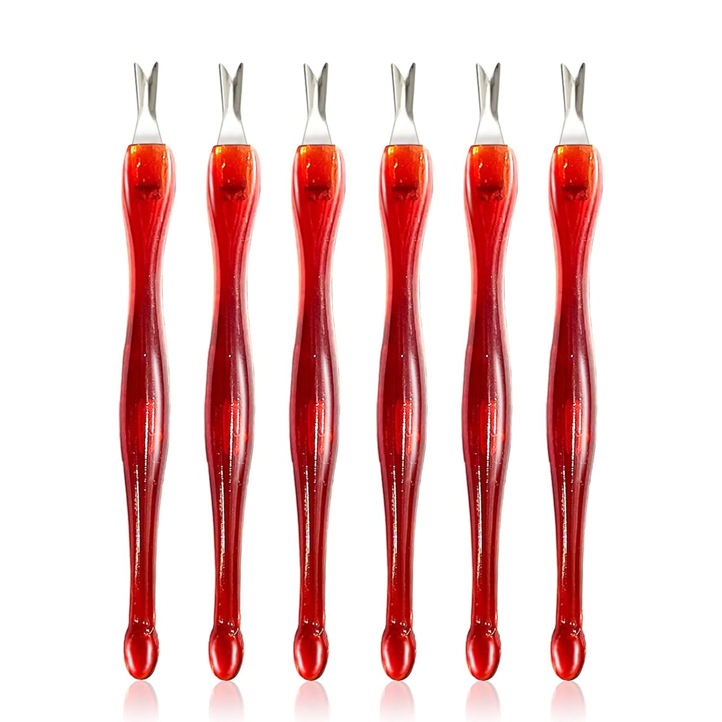 Cuticle knife Trimmer, 24 Pack Cuticle ForkTrimmer Nail Cuticle Remover Trimmer Pusher Dead Skin with Double Head V-Shaped Fork Manicure Pedicure Cleaner Care Tools for Home and Nail Shop (R)