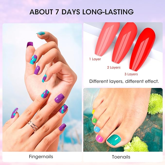 Nail Polish 16 Colors Rainbow Air Dry Regular Nail Polish Set with Base Top Coat & Remover Pads| White Red Classic French Fingernail Polishes Non-gel Bulk Gift for Nail Art Lovers