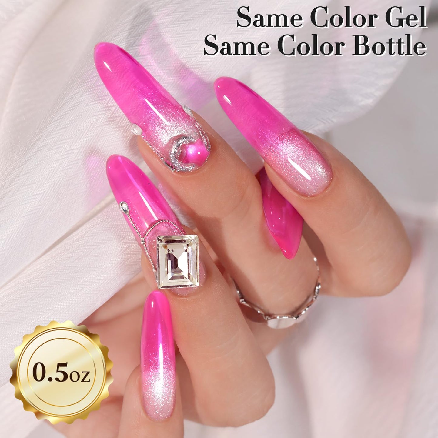 Double Rhythm 0.5 Oz Jelly Gel Polish Same Color Same Bottle Sheer Neutral Natural Light Milky Pastel 15ML Translucent Polish Art DIY at Home (Neon Pink-A1642)