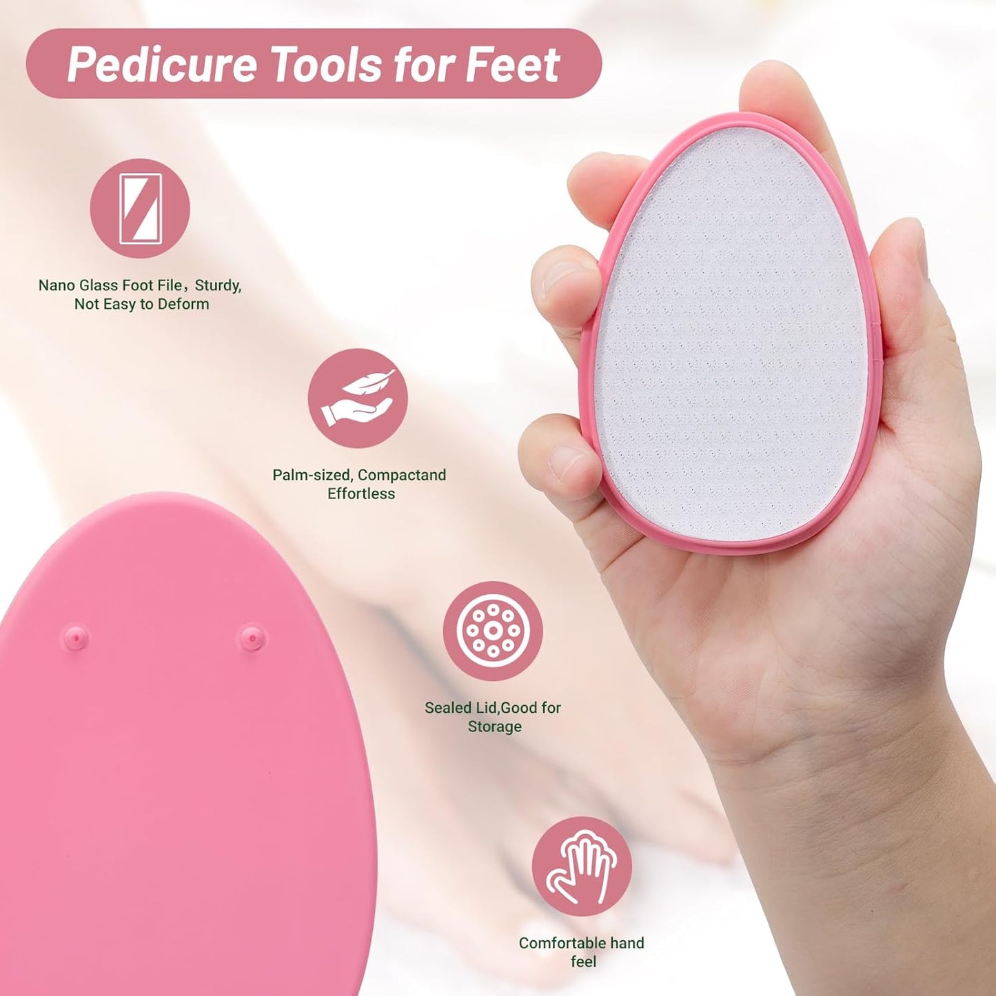 Foot File,Nano Glass Foot File Callus Remover for Feet,Foot Scrubber Dead Skin Remover,Gentle Exfoliation for Your Foot Massage in Shower- Light Pink
