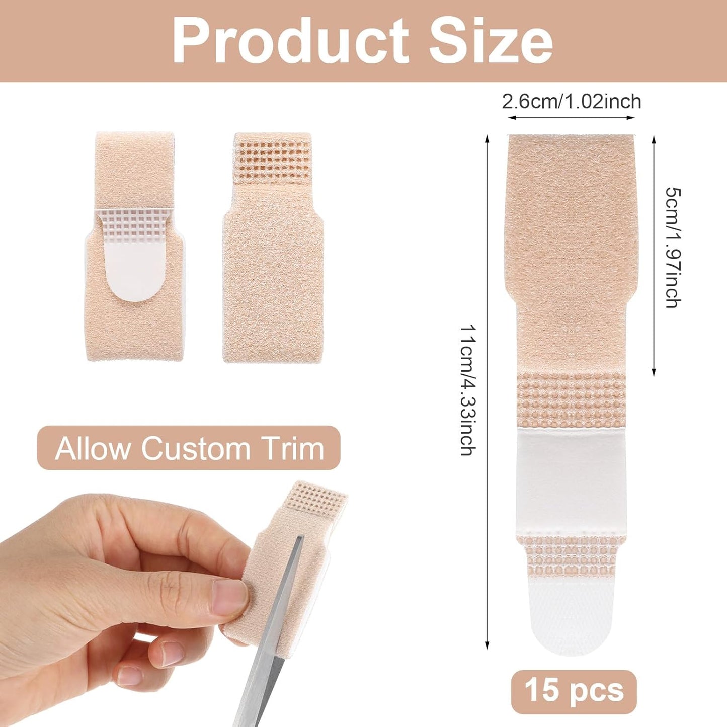 15 Pack Hammer Toe Straightener, Fabric Hammer Toe Corrector for Women & Men Reusable Fabric Buddy Toes Wraps Bandages Protectors for Bent, Curled, Crooked, Claw, Hammers Toes
