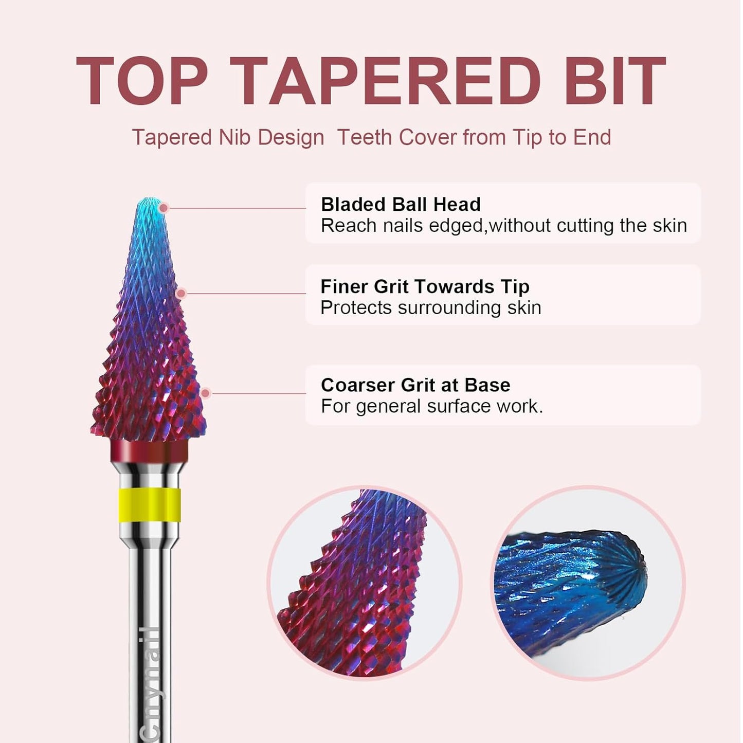 3/32" 2PCS Clean Umberllas Bits Extra Fine Grit Carbide Cuticle Cleaner Bit for Electric Nail Drills – Professional Manicure Tool for Nail Salons and Home Use (XF Grit. Purple)