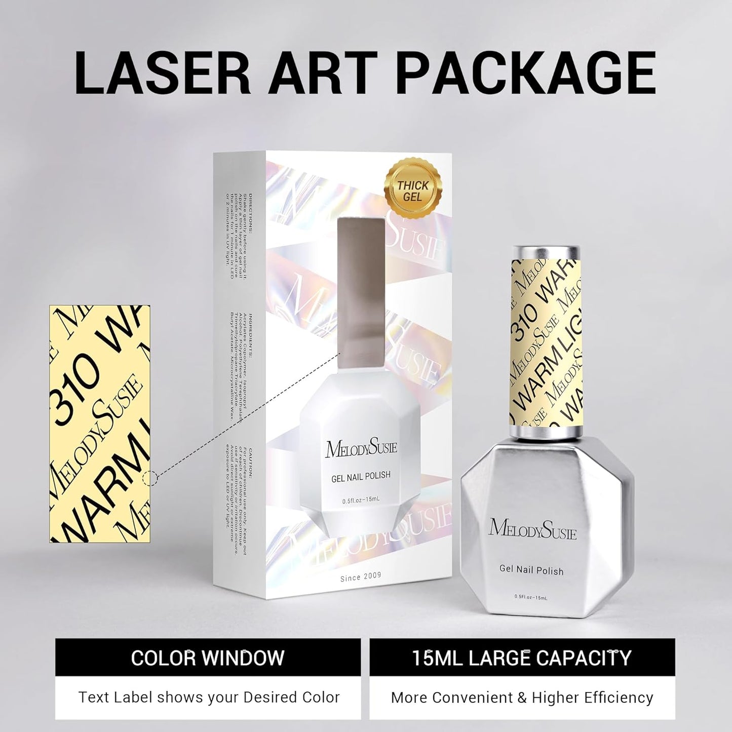 MelodySusie Thick Yellow Gel Nail Polish,0.5fl oz Pastel Soak Off UV LED Creamy Yellow Gel Polish Gift for Women Nail Art Manicure Salon DIY Nail Design Decoration at Home-310-A1902
