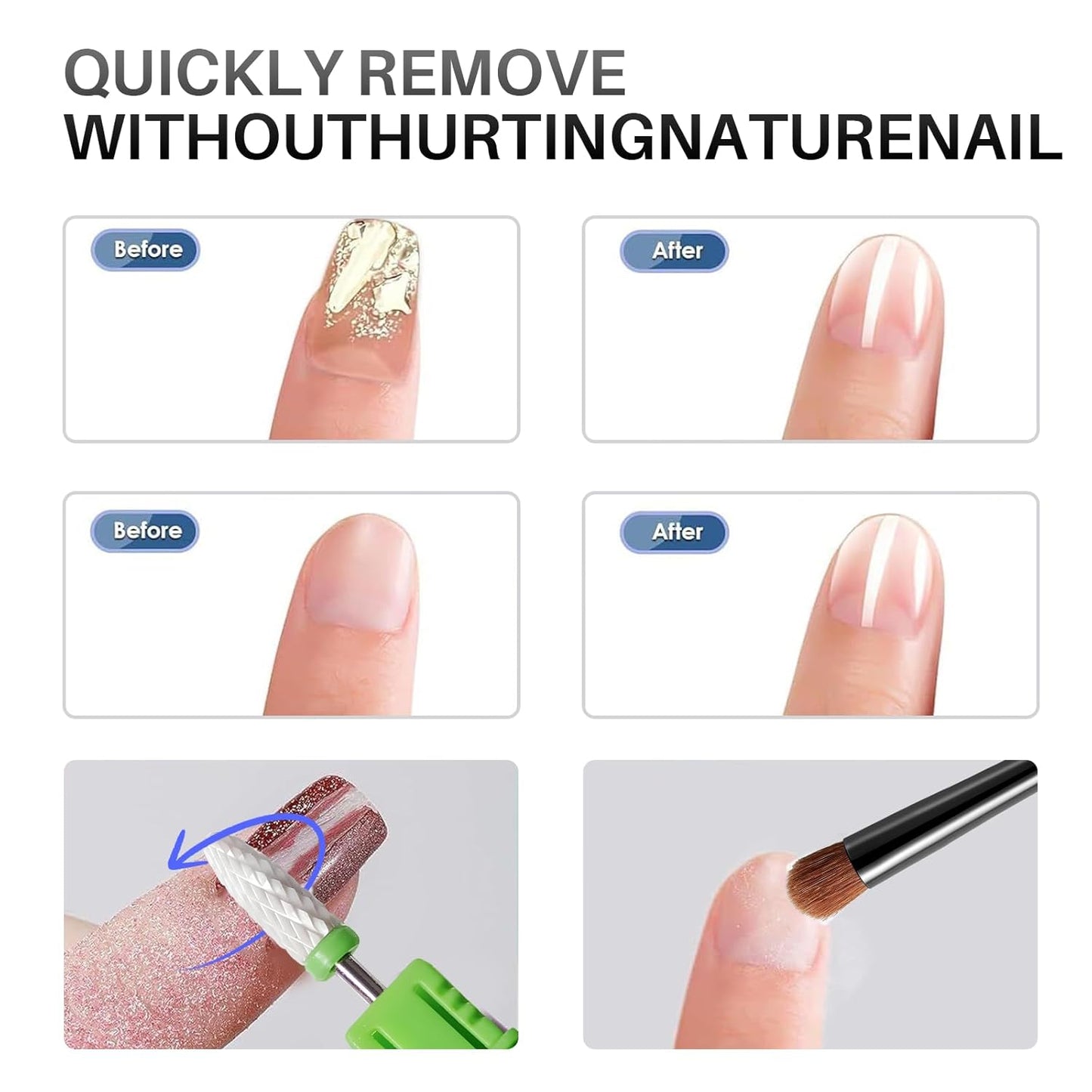 5pcs Ceramic Nail Drill Bits Set, Cuticle Bit for Acrylic Gel Nails Polishing Manicure Pedicure, Efile Remover Safety Bit for Home Salon