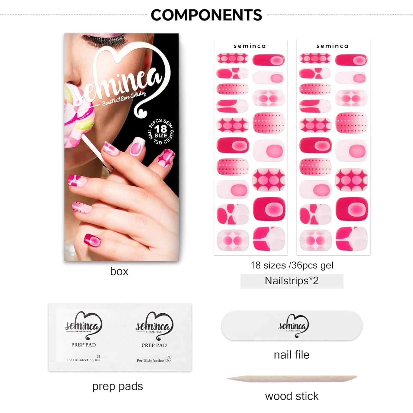 Semi Cured Gel Nail Strips-Salon Quality Semi-Cured Gel Press On Nails Stickers Strengthening Quick DIY Nail Art Manicure Kits for Women at Home(Cotton Candy Sparkle)