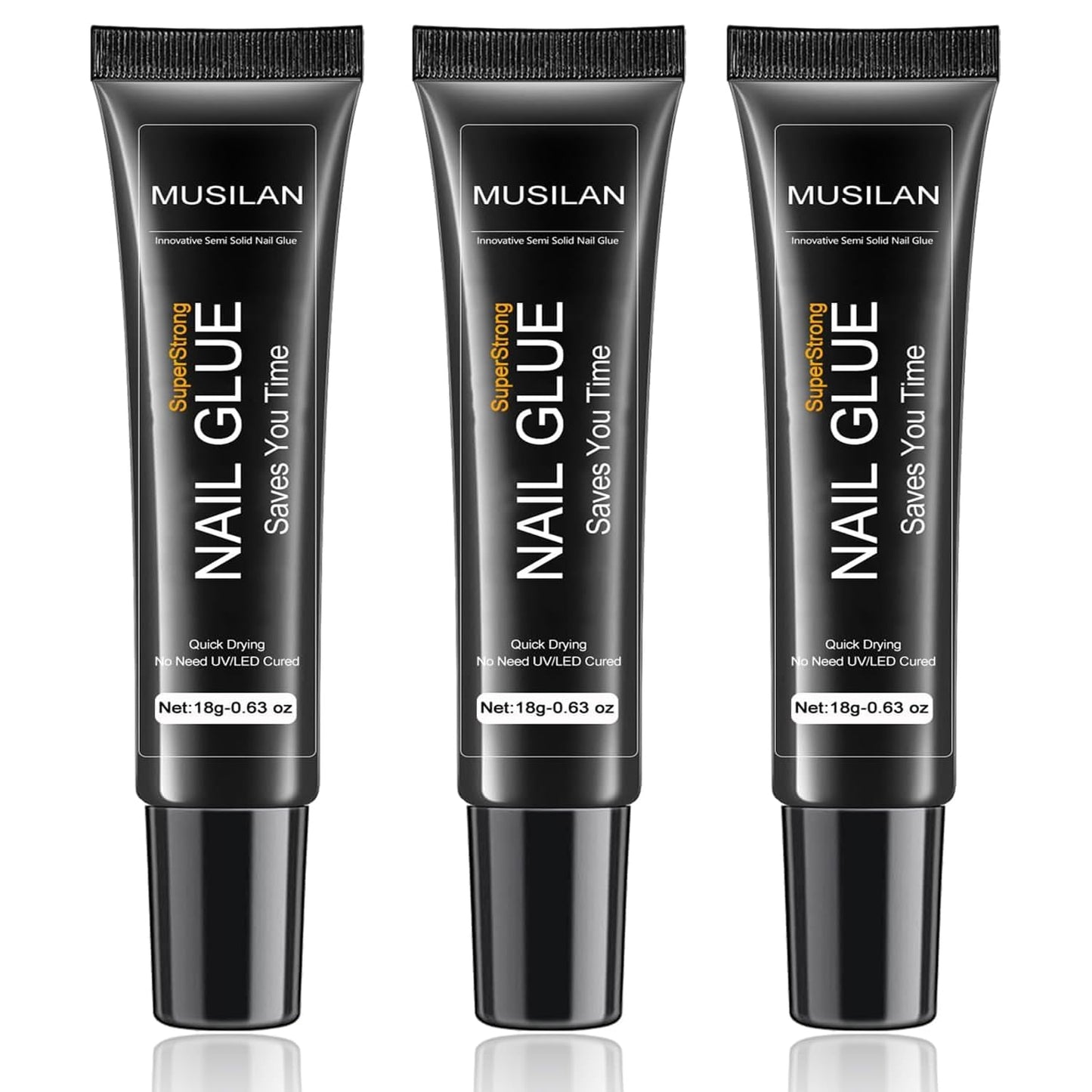 Super Strong 18g Semi Solid Nail Glue,3PCS Upgrade Nail Glue for Press On Nail,No UV Lamp Need Quick Drying & Long-Lasting Semi Solid Gel Fake Tips Adhesion for Beginners DIY Fake Acrylic Nail