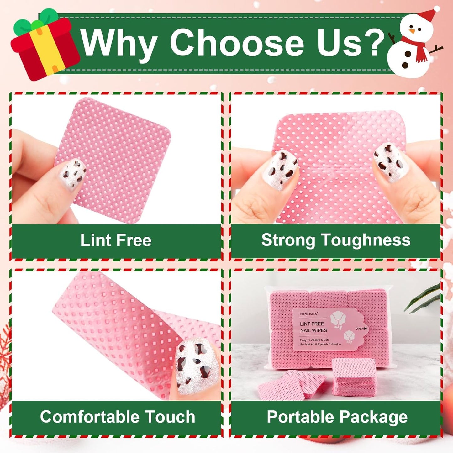 1200PCS Lint Free Nail Wipes Non-Woven Nail Polish Remover Wipes No Lint Cleaning Wipe Absorbable Eyelash Extension Glue Cleaning Wipes Dry Pads Nail Stuff Nail Supplies