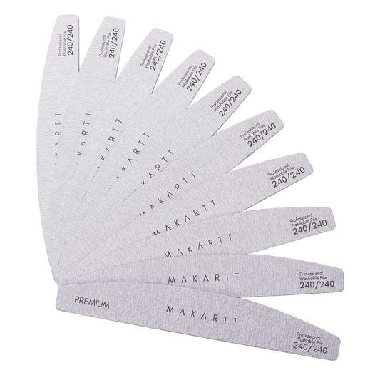 Makartt Nail File: 240/240 Grit Emery Boards for Nails, 10pcs Ultra-Fine Filer Kit for a Shiny Finish Zebra Doubled Sides Washable Manicure Pedicure Tools
