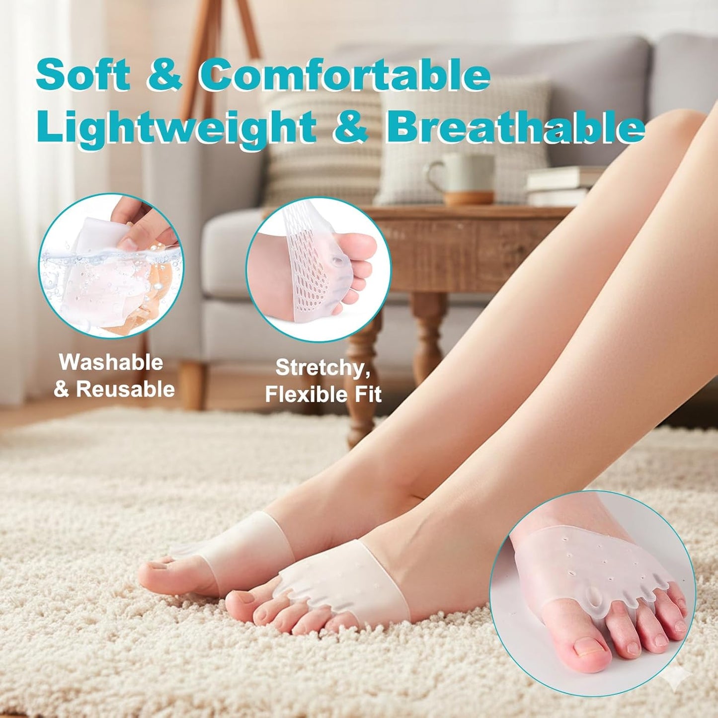 Toe Sleeves, 4 Packs Cove Silicone Toe Separators for Women & Men, Breathable Soft and Comfortable Gel Foot Cushions, Ideal for Daily Wear (4 Pairs, Multiple Colors）