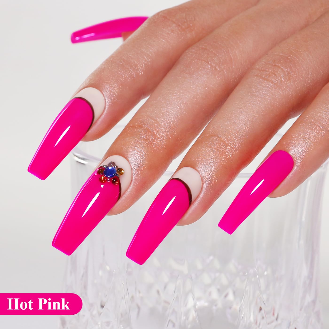 Imtiti Pink Gel Nail Polish, Hot Pink Nail Gel Polish High Gloss Soak Off UV LED Spring Summer Nail Art Manicure Salon DIY Design 10ML
