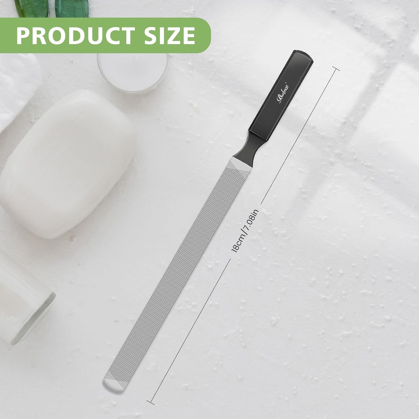 BALUCA Professional Stainless Steel Long Nail File for Thick Nails, Metal Fingernail Toenail File for Women, 4.72-Inch Filing Surface, Durable and Efficient Nail Care Tool (Black, 1, Count, Coarse)
