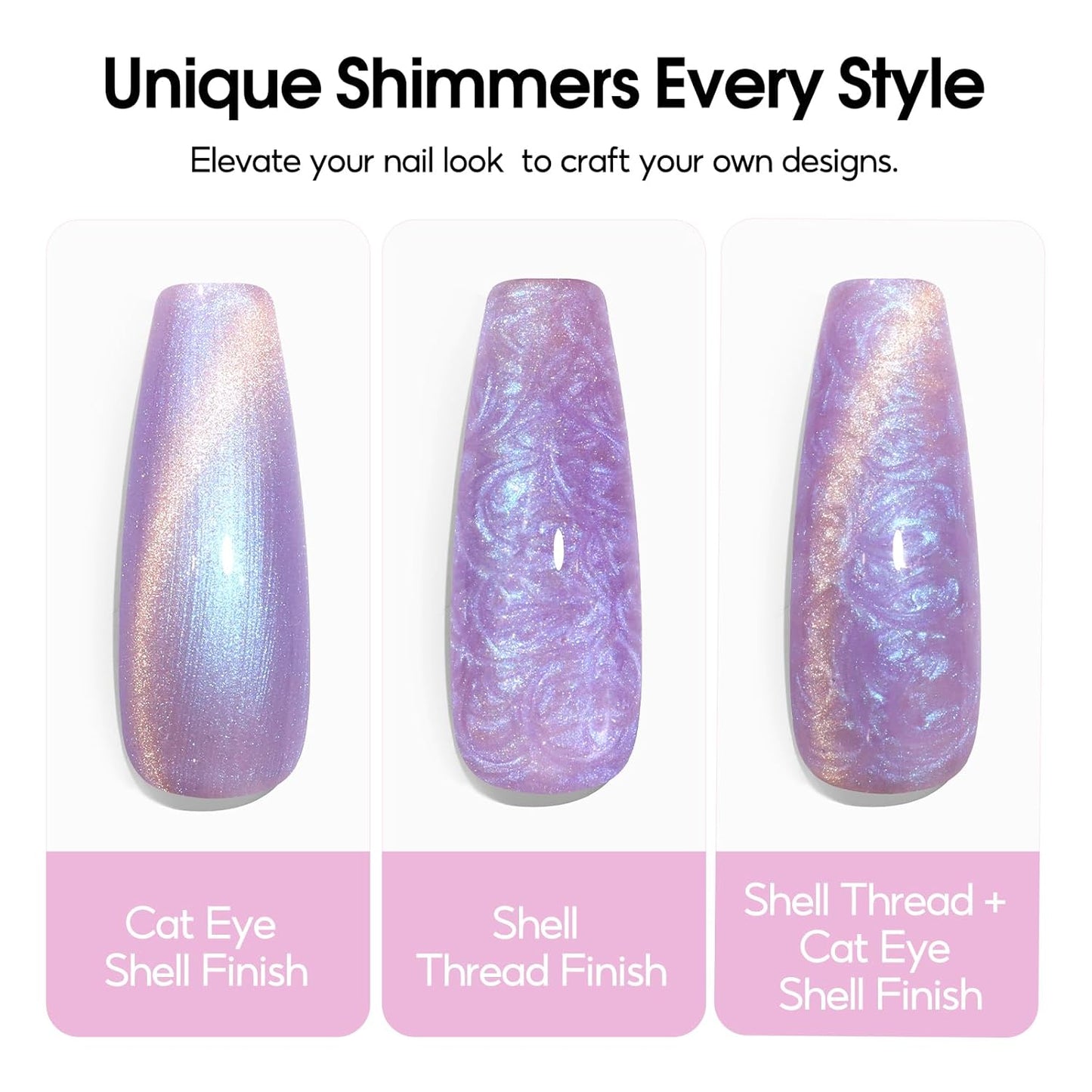 Peacecolor Cateye Gel Polish Shimmer Pearl Nail Polish with Magnet Pink Purple Blue Glitter 6 Colors Cat Eye Magnetic Nail Polish Iridescent Chrome Mermaid Drawing Swirl Shell Thread Effect DIY Gifts