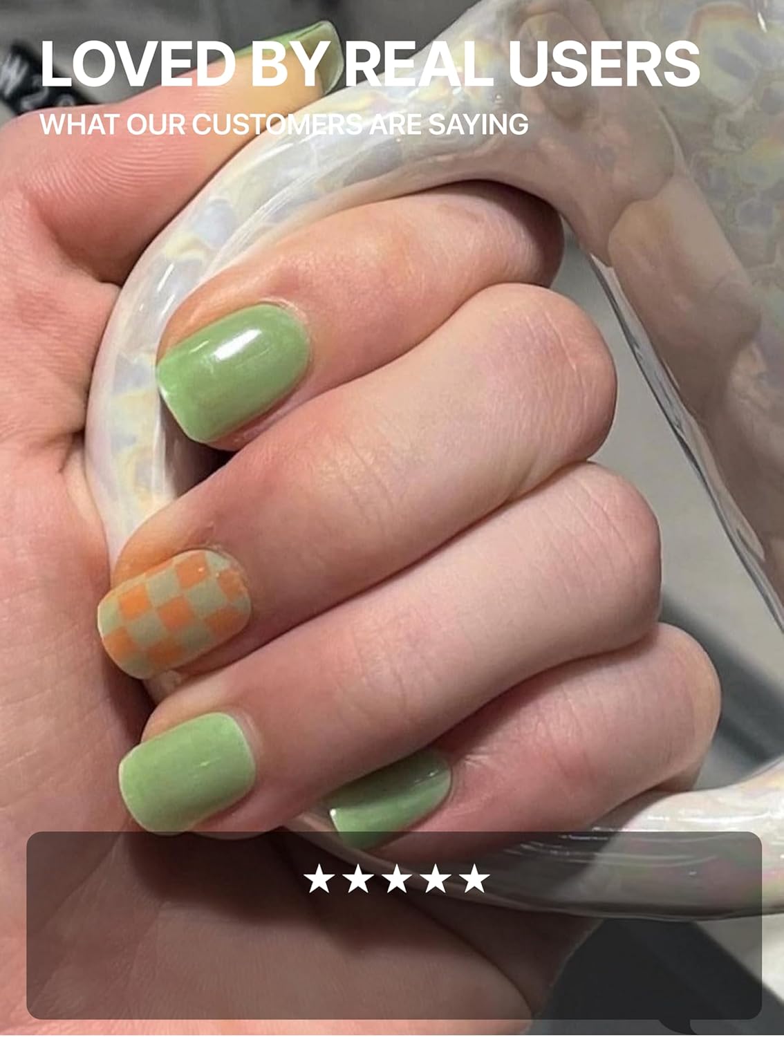 UUUUUU Semi Cured Gel Nail Strips | Salon-Quality | UV Free Gel Nail Wraps for Women | Easy Peel&Stick | Long-Lasting up to 14 Days | 28 Strips Set+File & Wipes | Gift-Ready (UGN059 Green Bikini)