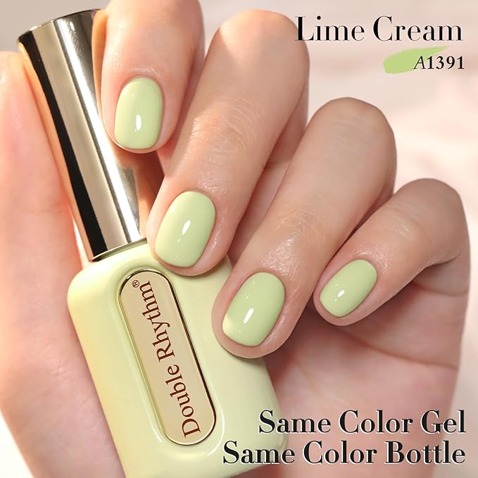 Double Rhythm 0.50 OZ Gel Polish Hema Free Same Color Same Bottle Golden Round Translucent Neutral Natural Milky 15 ML Jelly UV Polish Art DIY at Home (Pastel Green-C1391)