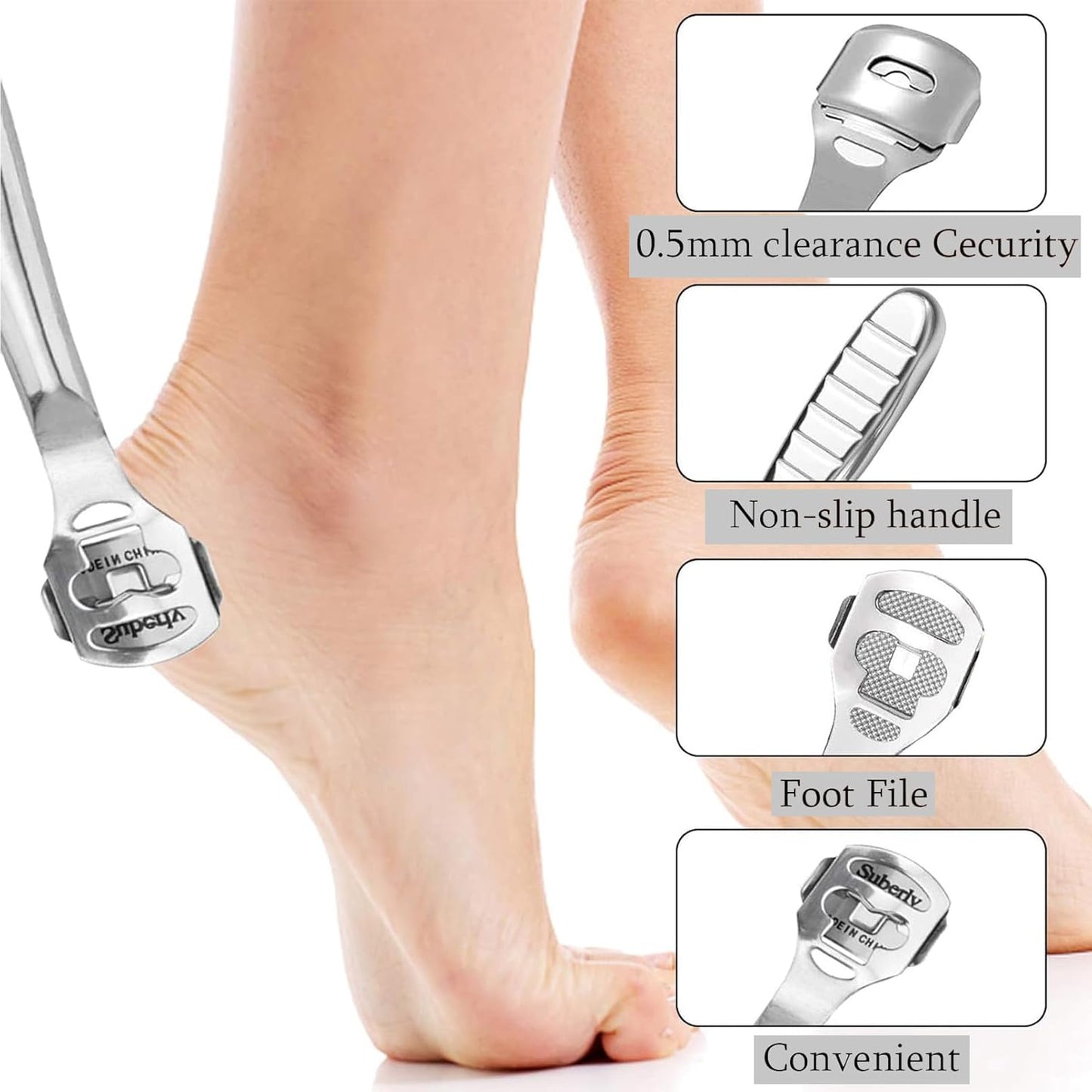 56 Pcs Callus Shaver Set,1 Stainless Steel Foot Razor with 50 Replacement Slices Blades,1 Foot File Head Foot Care Tools,4 Purple Foot Scrubbing Stones,Foot Shaver Callus Remover for Hand Feet