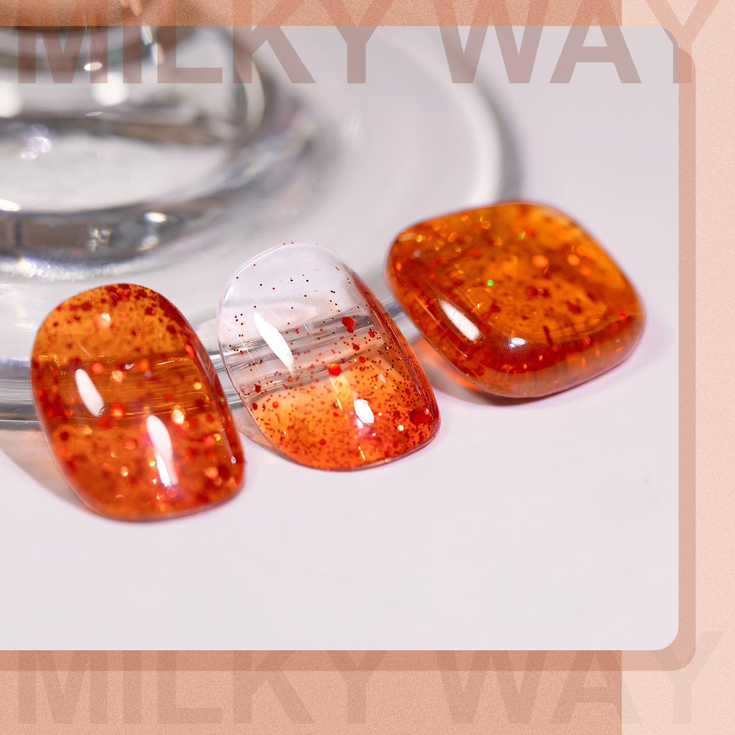 RARJSM Rainbow Glitter Gel Nail Polish Diamond Gel Polish Orange Red Big Flakes Sparkly Chunky Iridescent Pigments Nail Gelpolish Soak off L e d UV Curing Required for Nail Art Salon Manicure