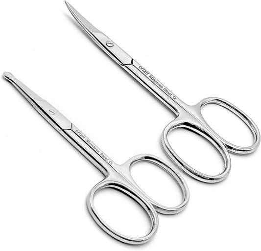 Nail Scissors for Women & Men – Stainless Steel, Curved Blade, Sharp Scissors for Toenails, Manicure, Pedicure, Cuticle For Home & Professional Use (Facial Hair Scissors)