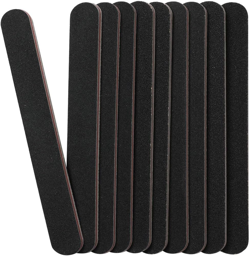 110 PCS Orange Wood Nail Sticks & Professional Double Sided 100/180 Grit Nail Files Emery Board Black Manicure Pedicure Tool