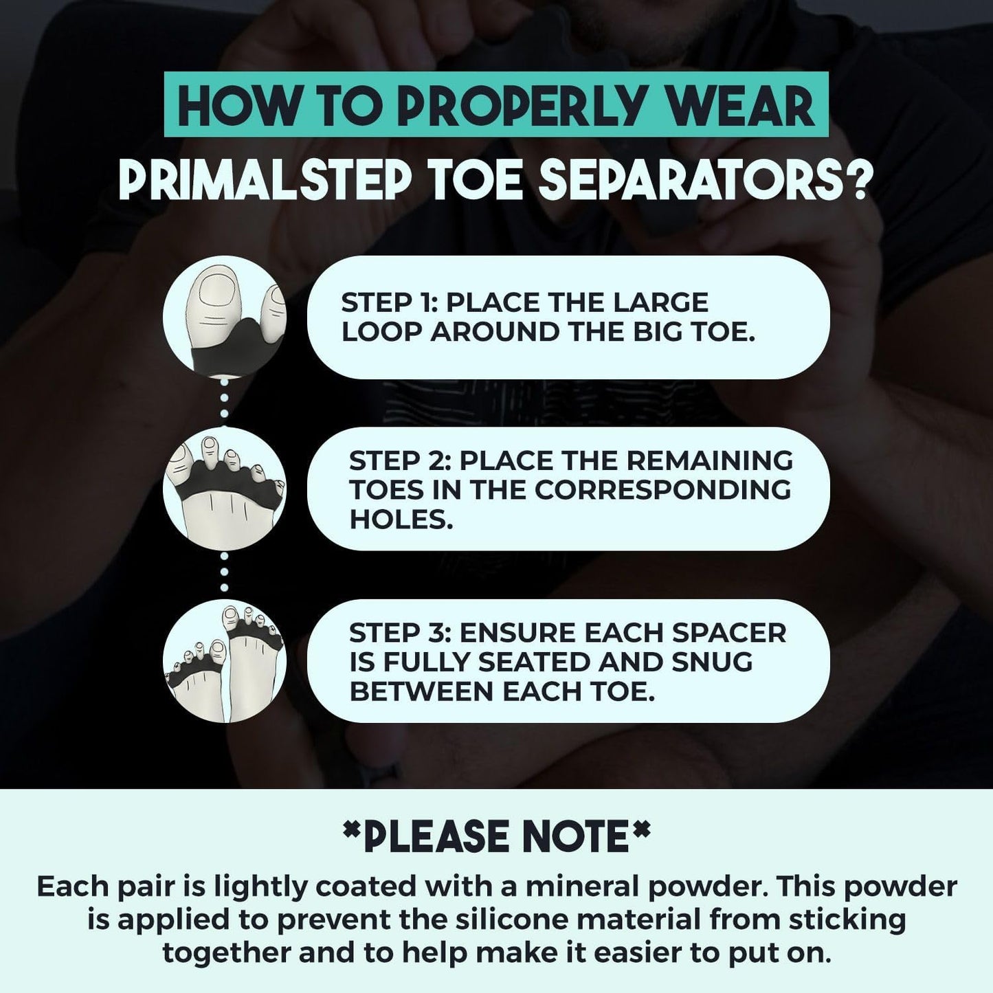 VYCE PrimalStep Toe Separators, Spreaders, Spacers, Straightener to Correct Toes for Men and Women, Bunion Corrector, Plantar Fasciitis and Athletic Mobility, Large