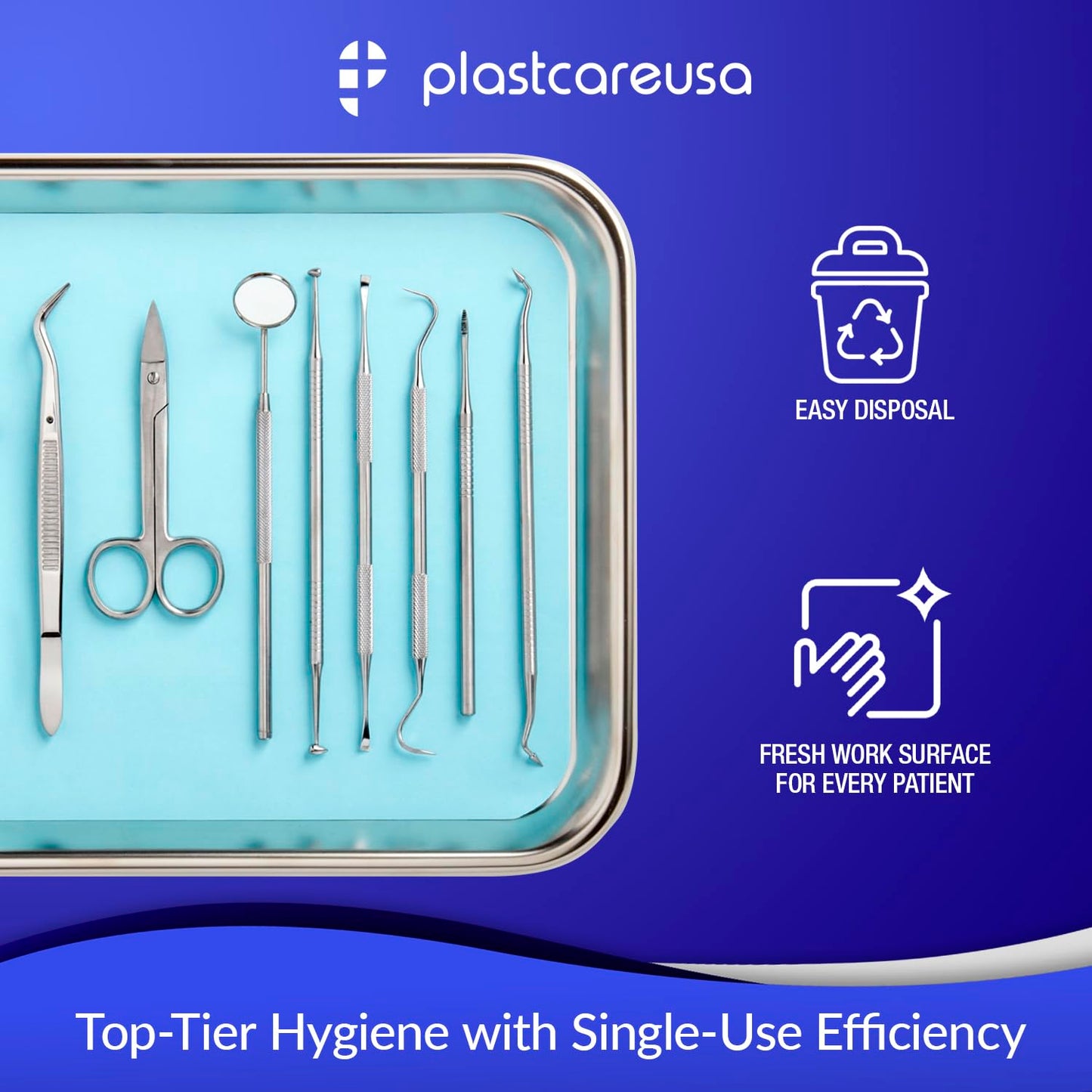 PlastCare USA White Disposable Tray Liners, Sanitary Covers for Size B Dental, Surgical, Medical Tray, Tattoo Table Station, Aesthetician Supplies, Single Use Paper Sheets 8.5" x 12.25", 1000 Pack