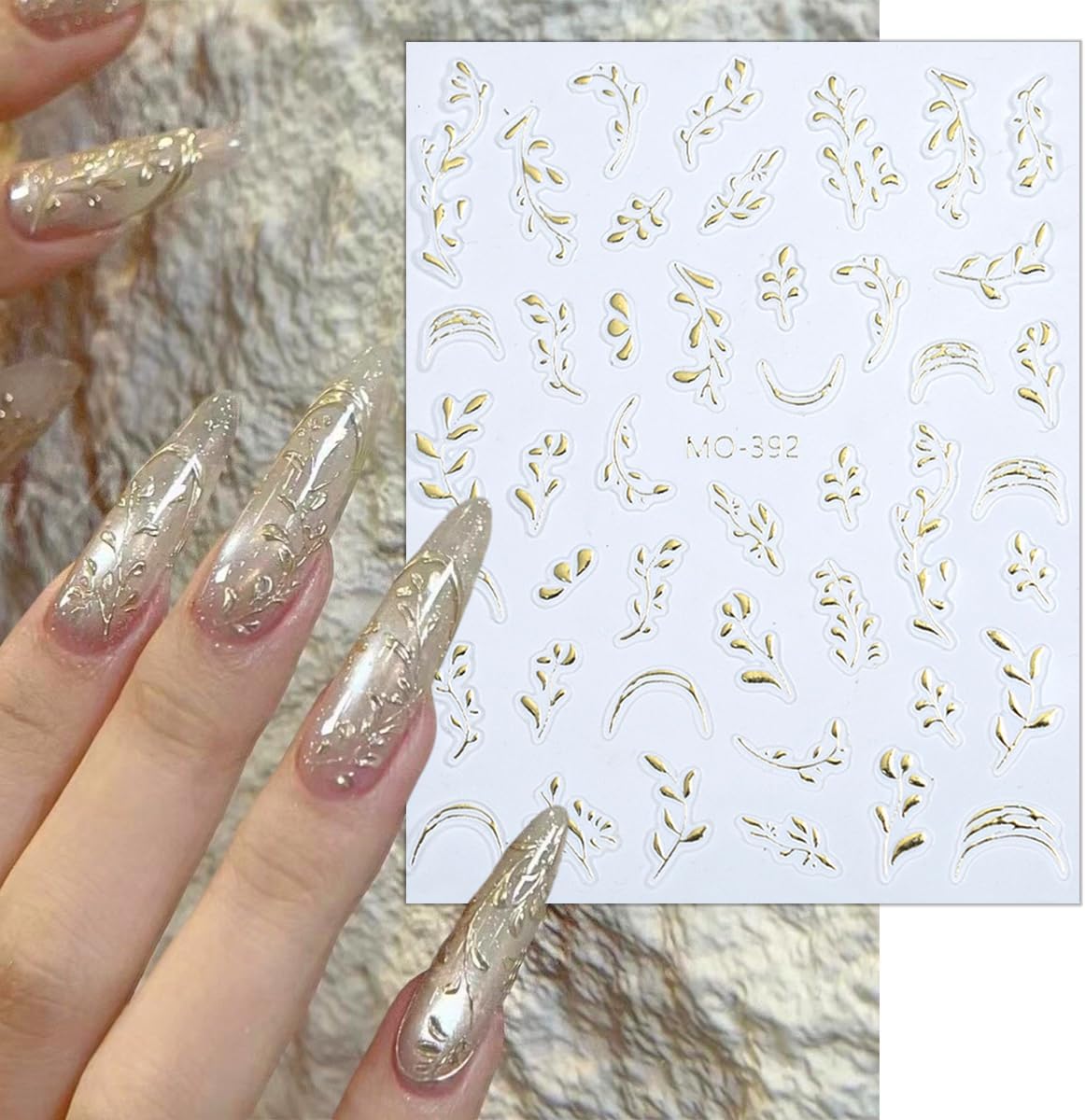 Fall Leaf Nail Decals 2 Sheets Embossed Leaves Stickers Gold Silver Leaf Nail Art Supplies Thanksgiving Decoration for Women Girls