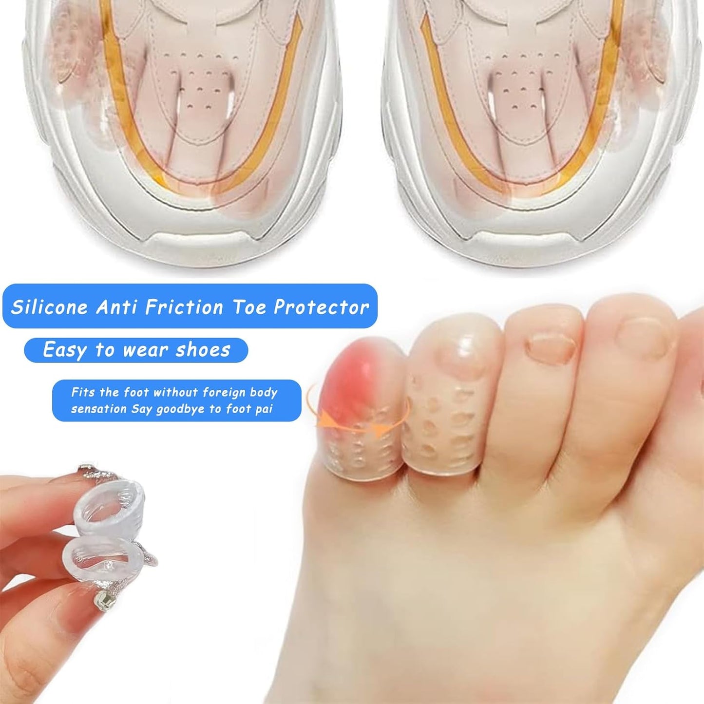 Silicone Anti-Friction Toe Protector, Silicone Toe Protectors, 2024 New Gel Toe Protectors, Breathable Little Toe Covers, Blisters, Calluses, and Corns Protection (30PCS)