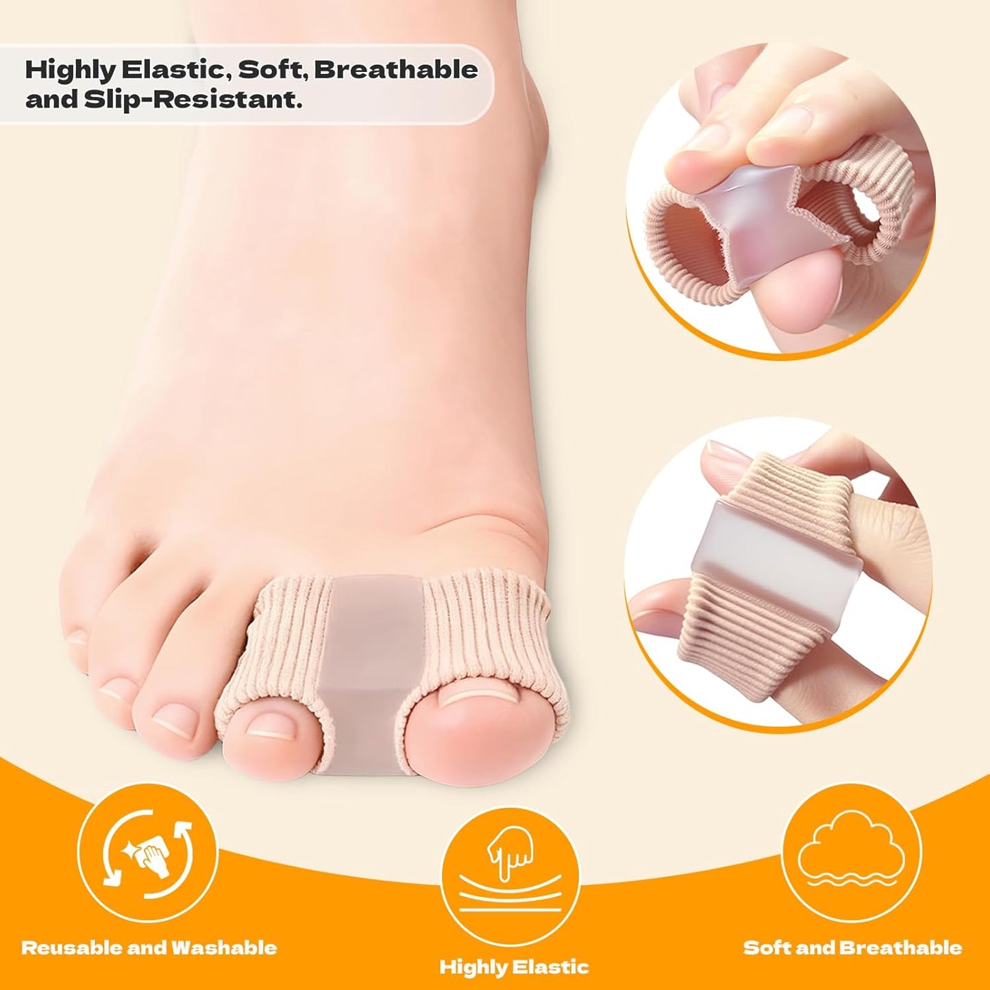 4 PCS Gel Bunion Toe Separators with 2 Loops for Overlapping Toes Gel Toe Spacers Bunion Corrector for Feet, Hammer Toe Straightene for Women Men