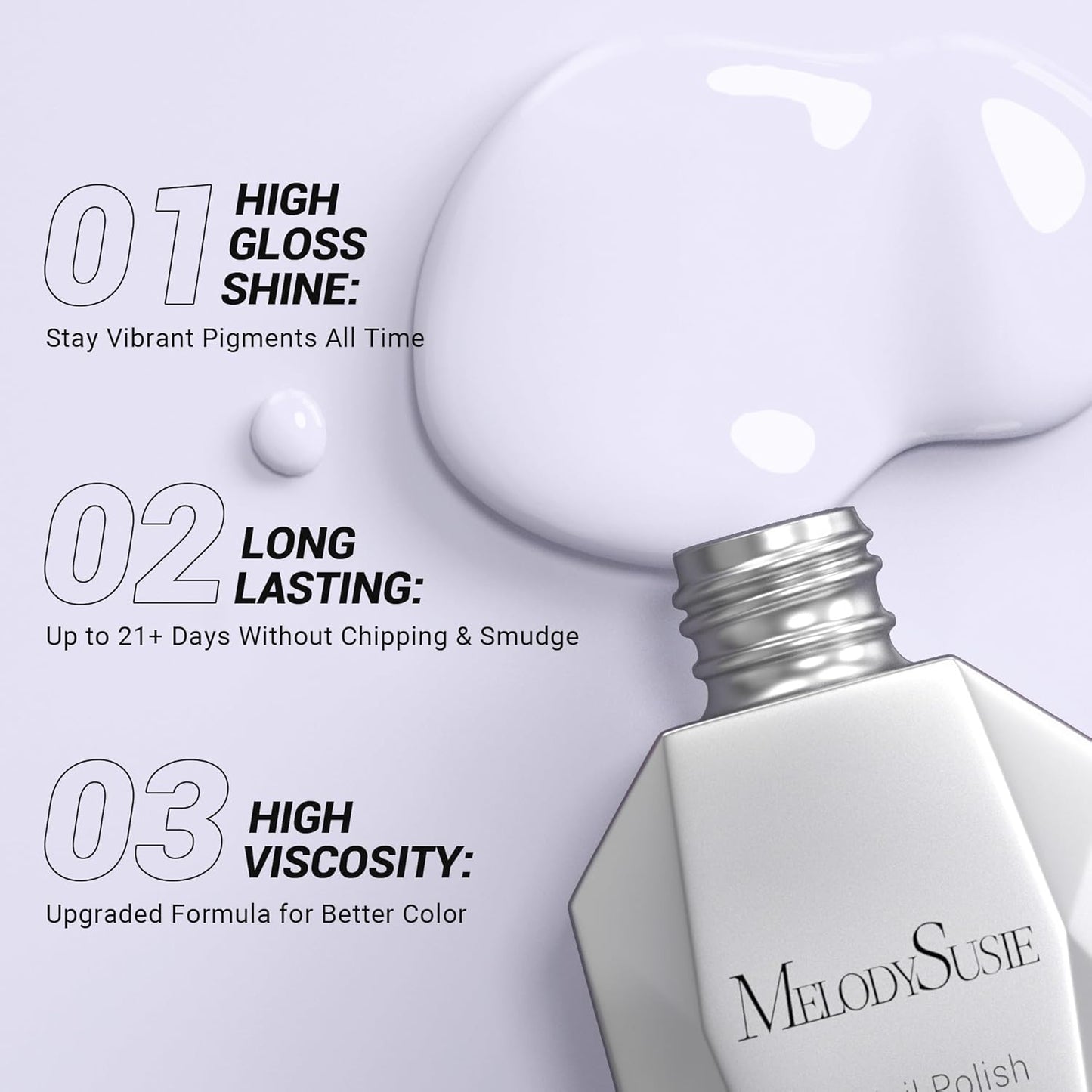 MelodySusie Thick White Gel Nail Polish,0.5fl oz Soak Off UV LED Purple White Gel Polish Gift for Women Nail Art Manicure Salon DIY Nail Design Decoration at Home-1668
