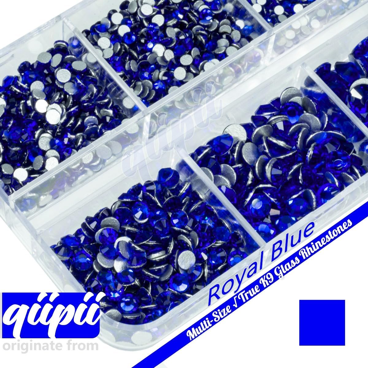 2550pcs Royal Blue Nail Art Flatback Rhinestones for Face Makeup Sapphire Nail Gems Gemstones K9 Glass SS4~SS20 6 Sizes Dark Blue Diamonds Stones w Tweezer & Picking Pen for Nails DIY Crafts