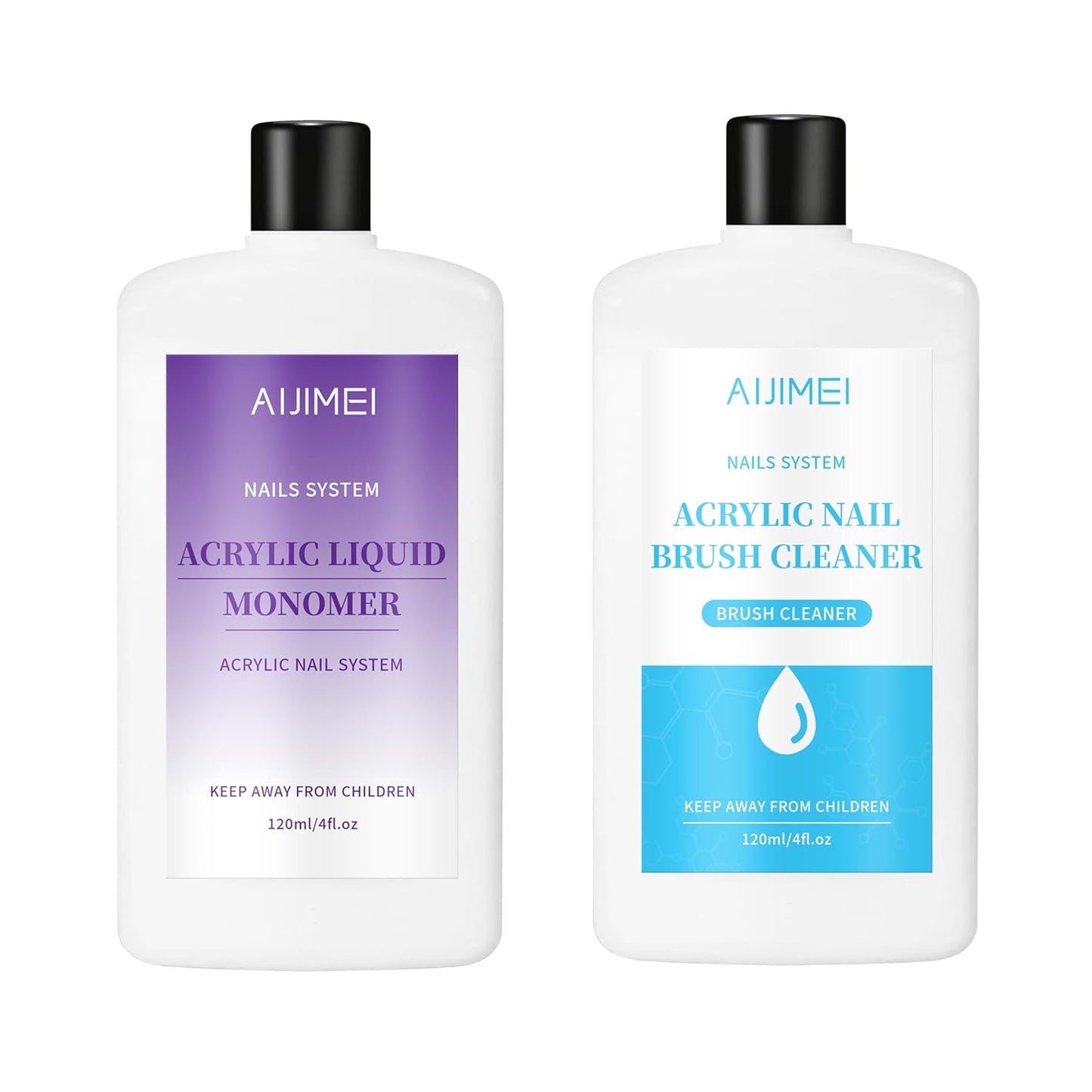 AIJIMEI Professional Acrylic Liquid Monomer & Nail Brush Cleaner Set for Quick Cleaning of Nail Brushes and Nail Extension Glue Nail Products, Suitable for Beginners DIY Home Nail Salon 120ml/4fl.oz