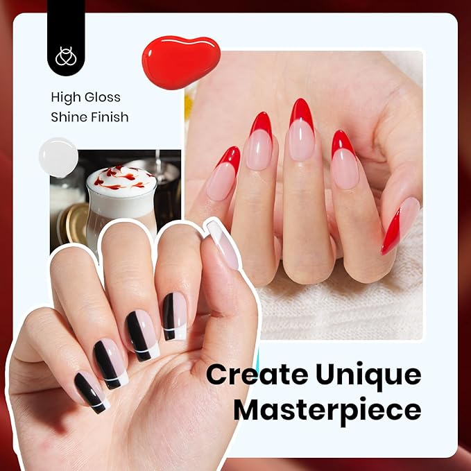 Beetles Fall Winter Gel Nail Polish Set, 6 Colors 15ML Brown Burgundy Black White Red Nude Hema-Free Soft Classics Polish Soak off Uv Led Lamp Nail Art Salon Colorful Bottle Manicure
